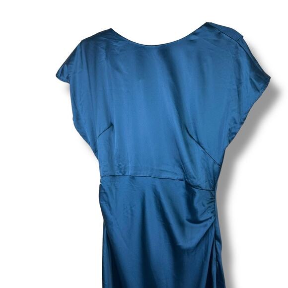 Lulus NWT Captivating Presence Dark Teal Satin Cowl Back Maxi Dress Medium - Picture 4 of 10